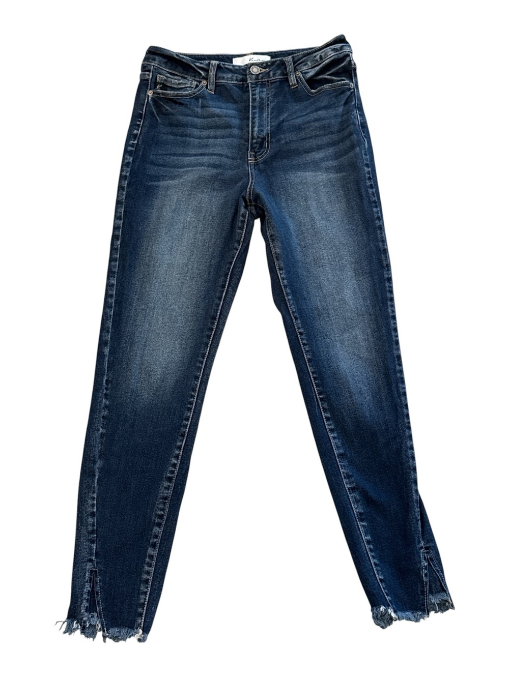 KanCan Dark Blue Skinny Ankle Jeans with Frayed hem
